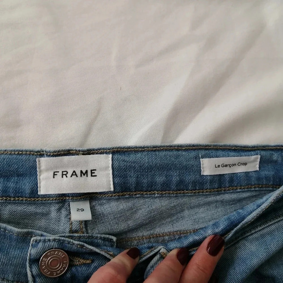 Frame Le Garçon Crop Boyfriend Straight Leg Jeans in Cebu Rips 29 - Picture 8 of 16
